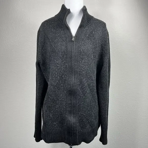 Banana Republic Mens Gray Full Zip Merino‎ Wool Cardigan Sweater Large Coastal