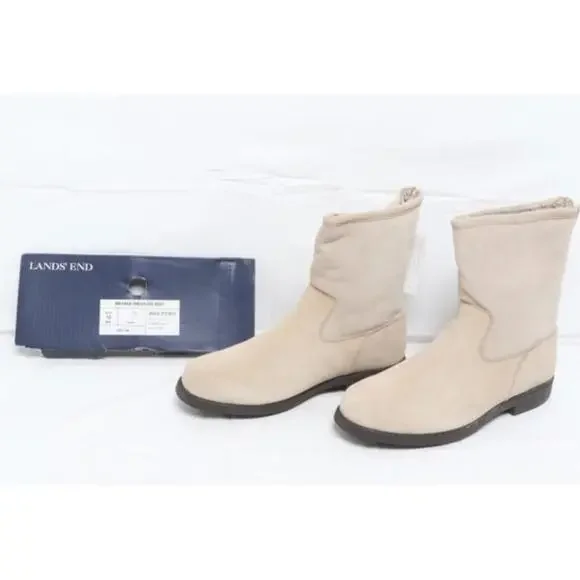 Lands' End NWT Mens‎ Faux Light Tan Shearling Boot Size 13. Back Zipper Trendy