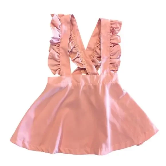 Bailey’s Blossoms Pink Ruffle Pinafore, Toddler Girl Size 2T
