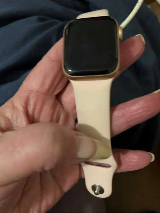 Apple Watch with Light Pink Silicone Band and Rose Gold Case
