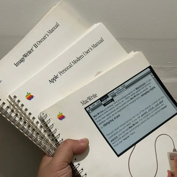 Vintage Apple Manual Lot MacWrite ImageWriter II Personal Modem 1980s Computing