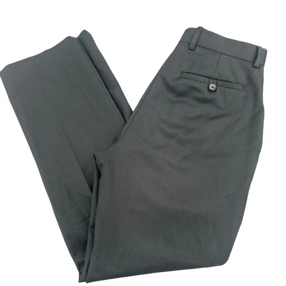 Banana Republic Mens Black 100% Wool Dress Pants Trousers 30x30 Flat Front 596