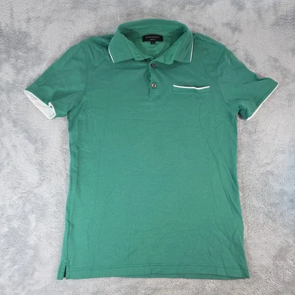 Banana Republic Mens S Green Dress Polo Surf Green Contrast Trim