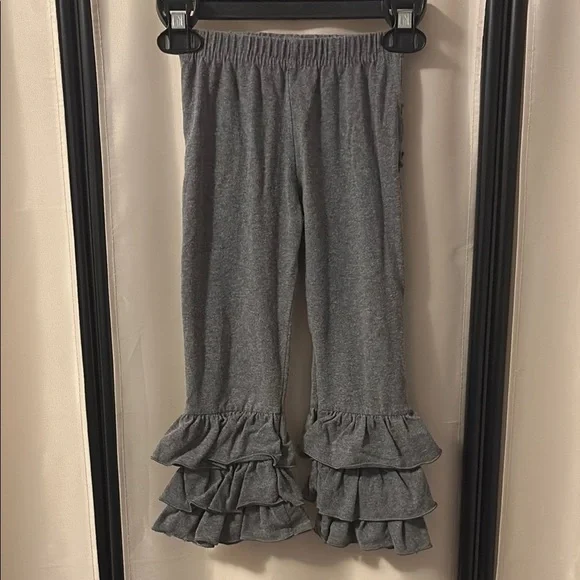 Ruffle Butts Gray Leggings with Cascading Ruffles