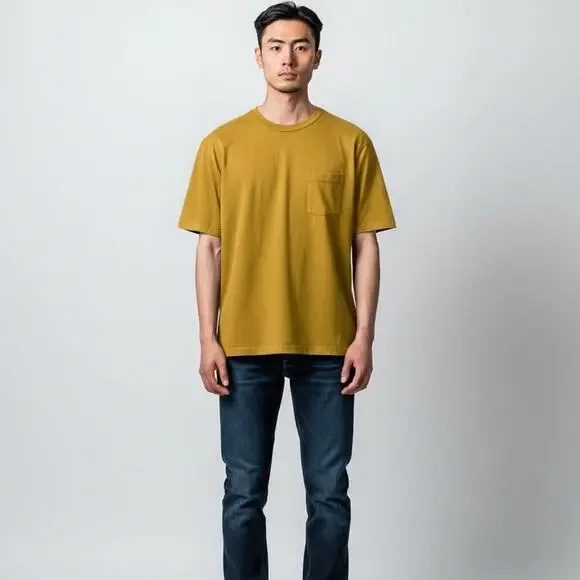 Banana Republic Supima Cotton Authentic Tee NWT Men's Sz M Mustard Yellow Dyed