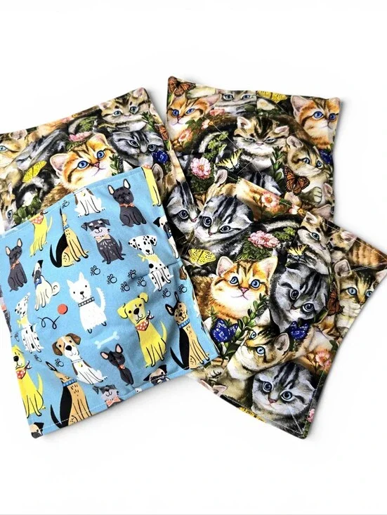 Animal Lover Bowl Cozies. Set Of Four. Cat/dog