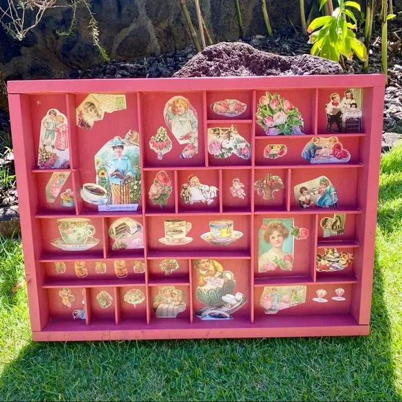 Retro Handmade Wooden Curio Display Shelf