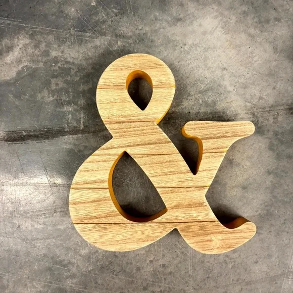Rustic Wooden Ampersand Sign Orange Sides Farmhouse Shelf Decor 