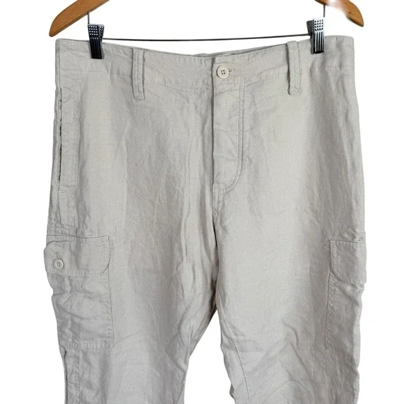 Vintage Banana Republic 100%‎ Linen Cargo Pants Mens 34x31 Beige Straight Leg