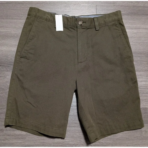NWT Banana Republic Men's Olive Green Flat Front Stretch Aiden Short‎ Size 29x10