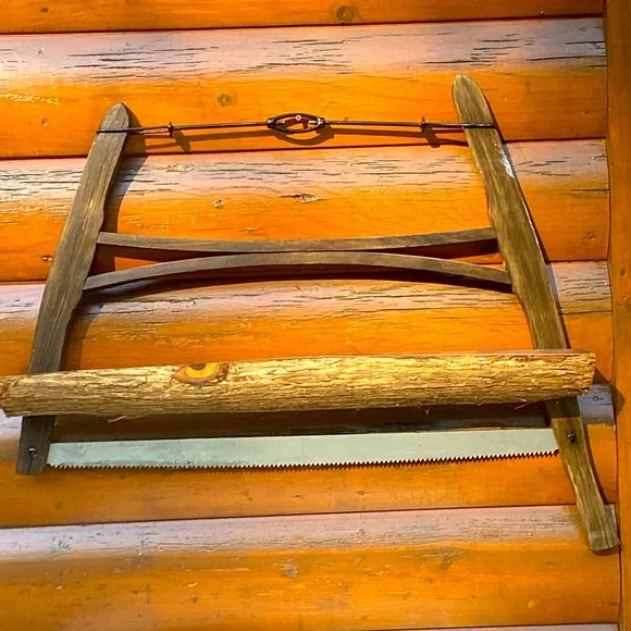 🪚 OOAK Vintage SAW 🪚 LOG Shelf Rustic LUMBERJACK