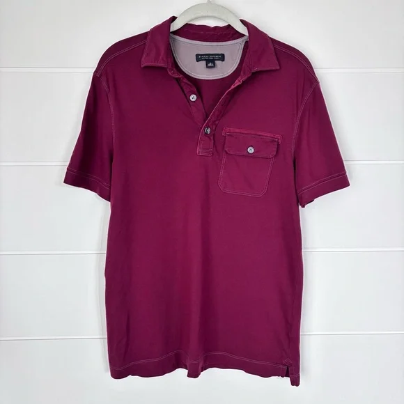 Banana Republic Maroon Red Polo Shirt Classic Short Sleeve Men's Size Small