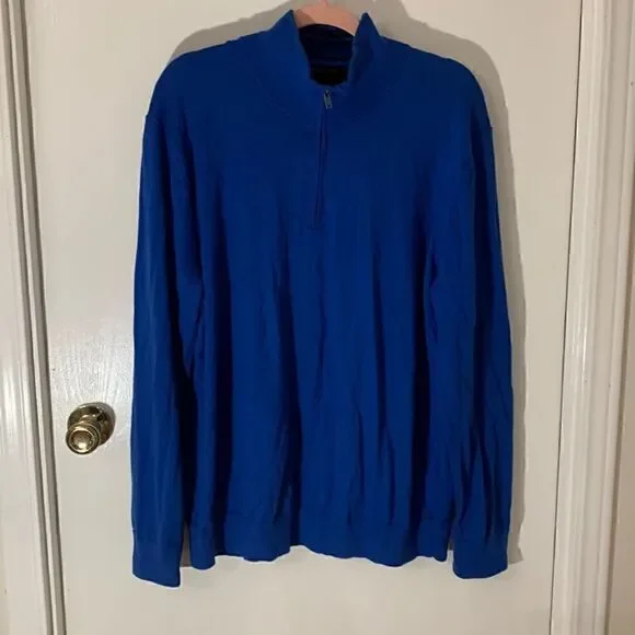 Banana Republic EUC royal blue mens eco quarter zip sweater Size XL