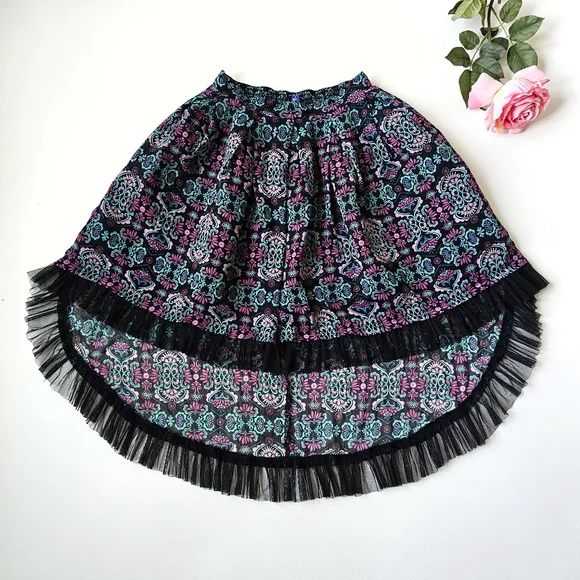 Disney Descendants 2 Skirt Evie Inspired Hi-Low Tulle Hem Floral Big Girl Size L