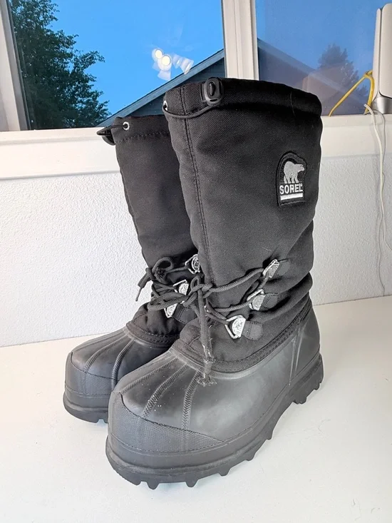 Sorel Glacier Black Insulated Winter Snow Boots Mens Size 10