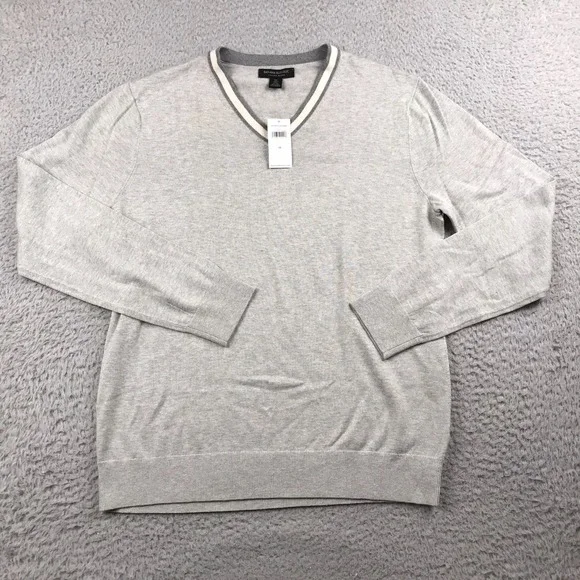 Banana Republic Luxury Blend Sweater Mens M Gray Silk Cashmere Knit Pullover NEW