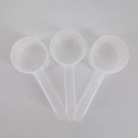 Three Measurex Orgain Transluscent Plastic Long Handle Measuring Scoops - 43 CC