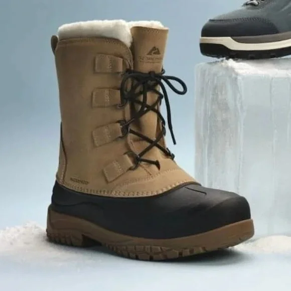 Ozark Trail Men's Lace Up 400G Leather Snow Boot Size 8, -40° Rating, Waterproof
