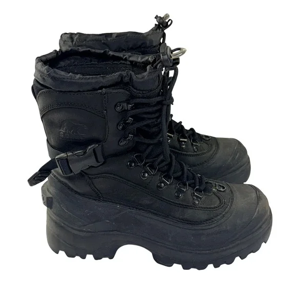 Sorel Conquest Winter Boots Mens 8 Black Waterproof Insulated Rugged Gorpcore