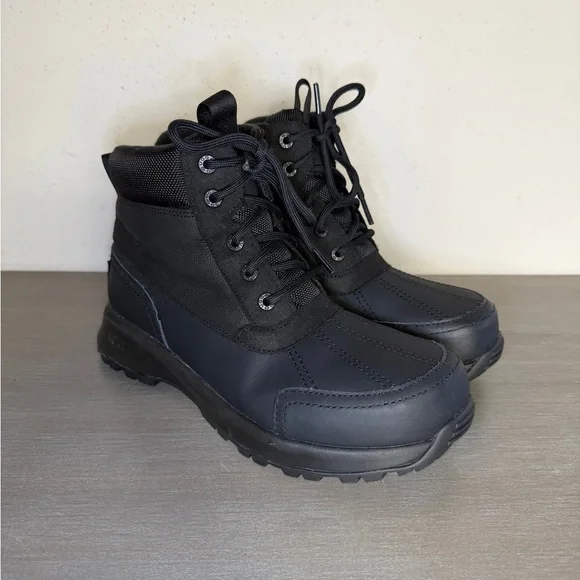 UGG Men's Emmett Duck Boots Waterproof Snow Black Leather High Top Size US 8