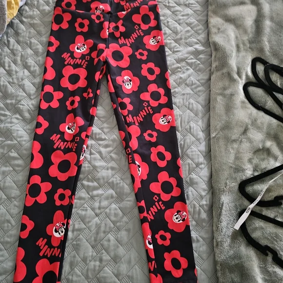 Minnie Mouse Kids Leggings - Red and Black 7/8
