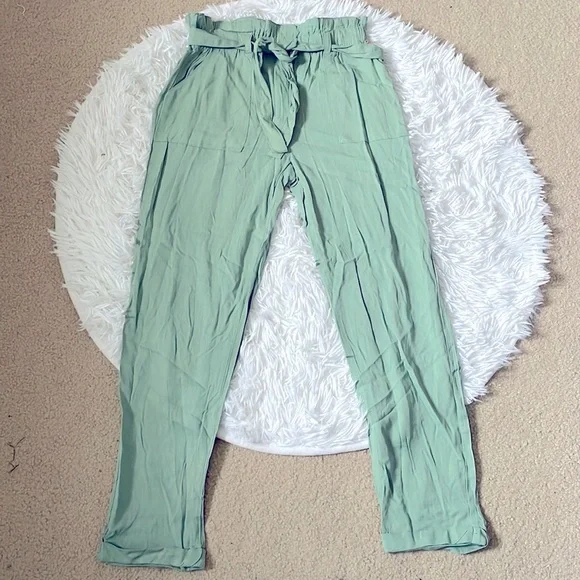 Girls Vince Camuto Tie Waist Paperbag Style Cuffed Pants
