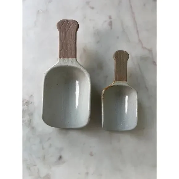 Ceramic Kitchen Scoop Set Large and Small Dishwasher Safe Farmhouse Decor