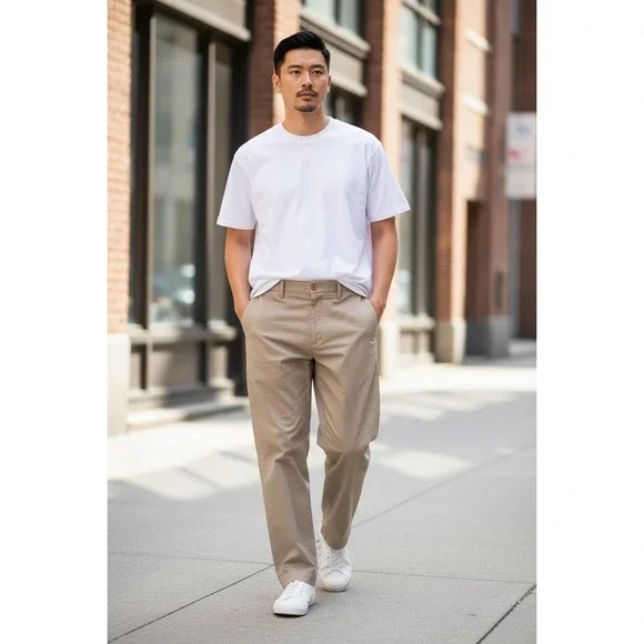 Banana Republic Relaxed Fit Khaki Chino Pants Mens Size 34x32 Flat Front Casual‎