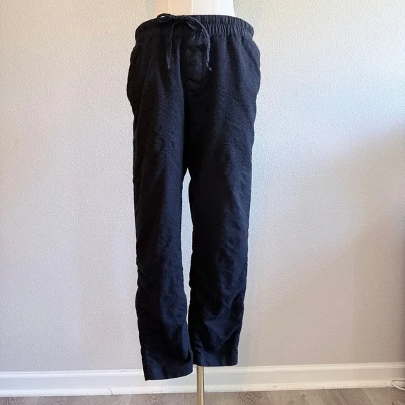 Banana Republic Vitale Barberis Canonico Wool Flannel Tapered Pants Mens Black M