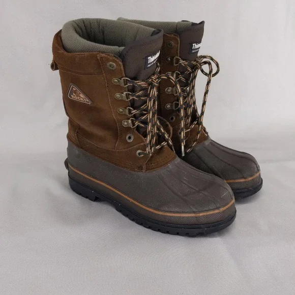 Rocky Snow Boots Men 9 Brown 200g Thinsulate Insulated Leather‎ Duck Boots