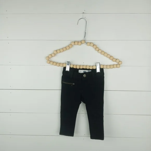 Old Navy girls size 12-18 mos black denim hipster skinny jeans snap and zipper