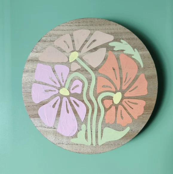Floral Hand Painted Wood Riser Decor