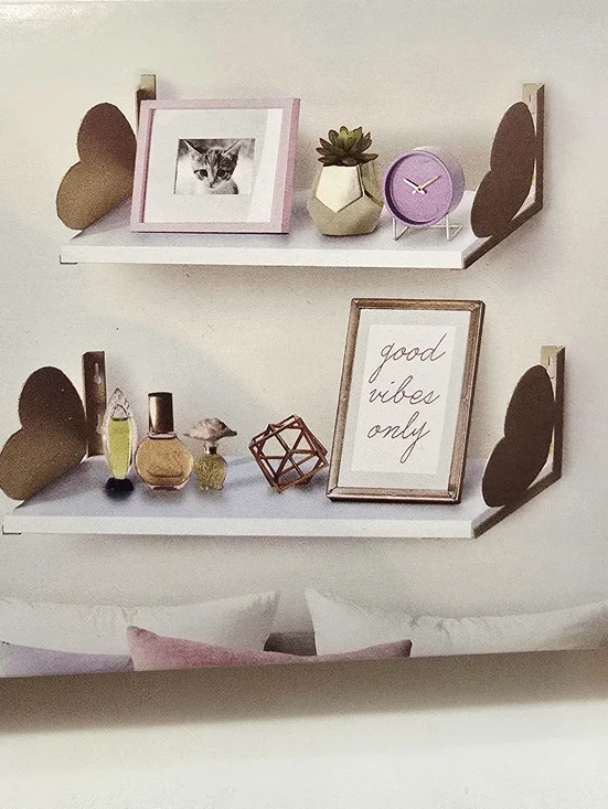 Nanette Lepore Set Of 2 Decorative Heart End Wall Shelves