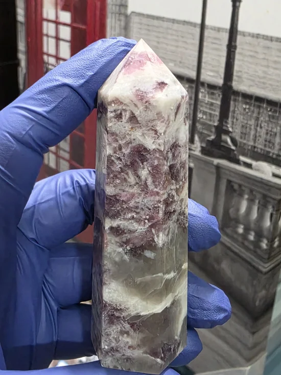 Pink tourmaline tower, also known as a Rubellite tower