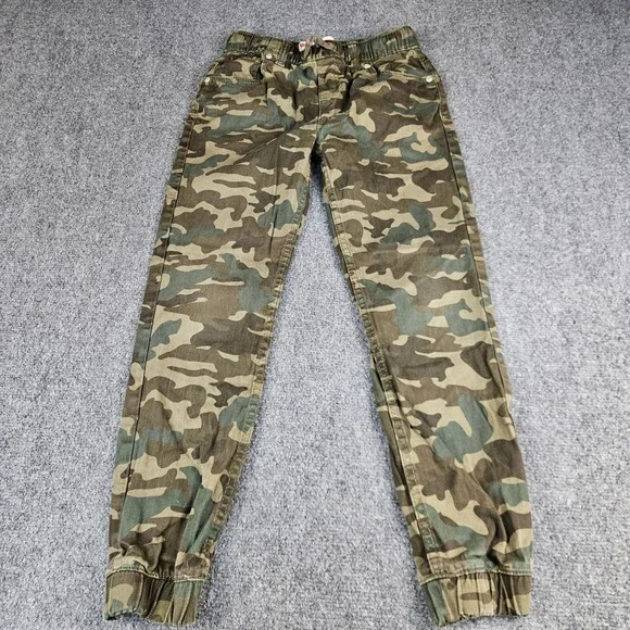 Levis Boys Camo Jogger Pants Green Brown Size 12 Reg Elastic Waist Drawstring