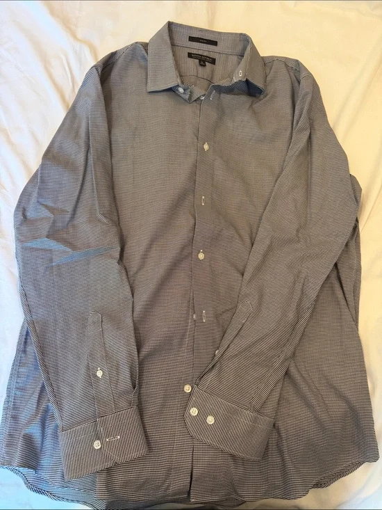 Banana Republic Black and White Micro-Houndstooth Slim Fit Shirt