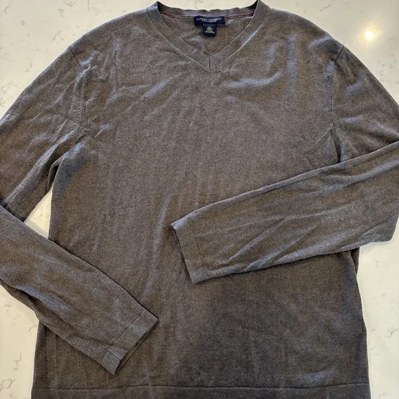 Banana Republic Silk Cashmere‎ V-Neck Sweater Charcoal Gray Men's Large Pullover