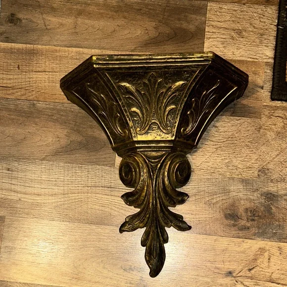 Vintage MCM Hollywood regency Ornate Gold Wall Sconce/ Wall planter