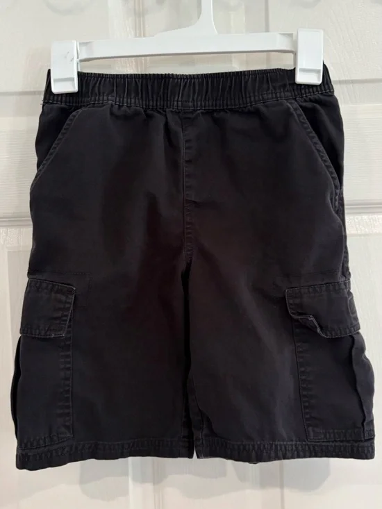 The Children's Place Black Pull On Adjustable Waist Cargo Shorts Boy 10 Cotton