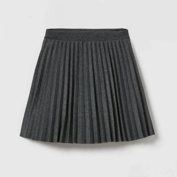 Zara Houndstooth Box Pleated Skirt