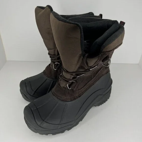 Totes Brown/Black Lined Mens Size 8 Weatherproof Waterproof Winter Duck Boots
