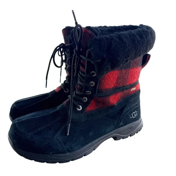 UGG Men 9.5 Butte Redwood Winter Snow Boots Waterproof Buffalo Plaid Mountain