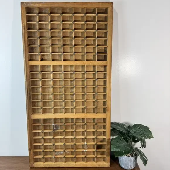 Antique New Departure Patented Printer's Type Case Drawer Wood Trinket Shelf