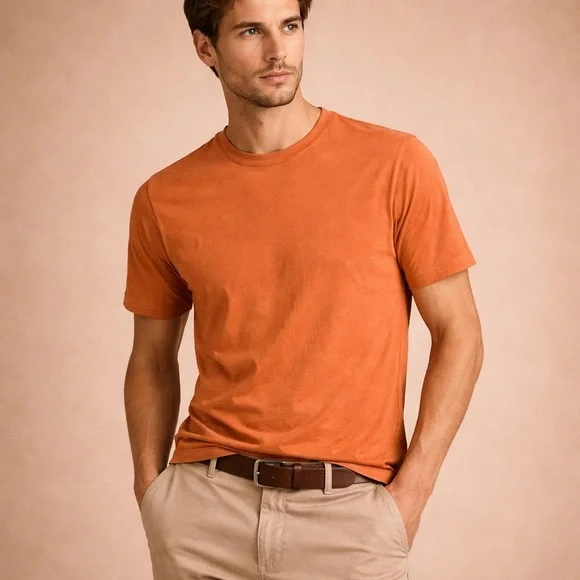 Banana Republic Orange Short-Sleeve Crewneck Tee Size L