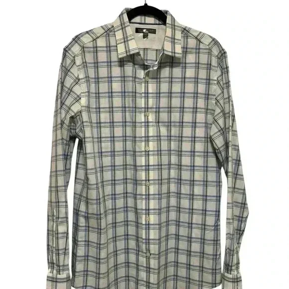 Banana Republic Men's Blue Plaid Shirt Slim Fit Size Medium