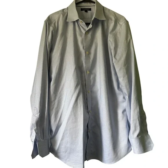 Banana Republic Mens L Slim‎ Fit Non Iron Dress Shirt Blue Patterned