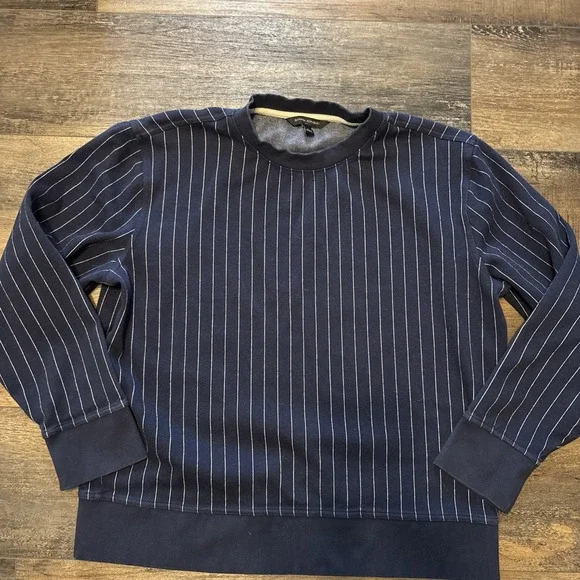 Banana Republic Navy Blue Pinstripe Pullover Sweatshirt Medium