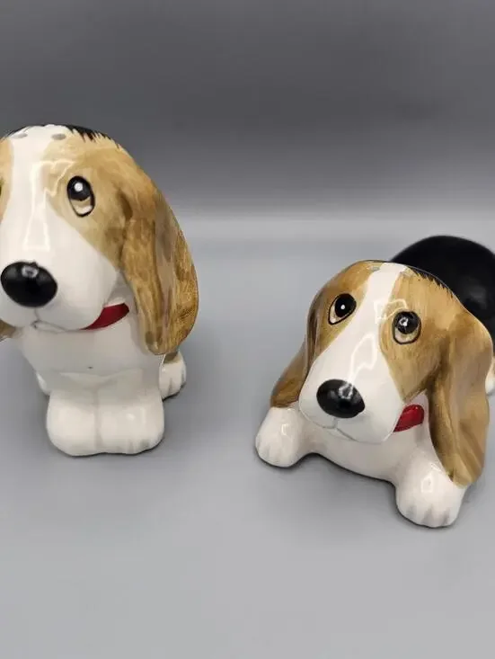 Ceramic Beagle Dog Salt and Pepper Shakers