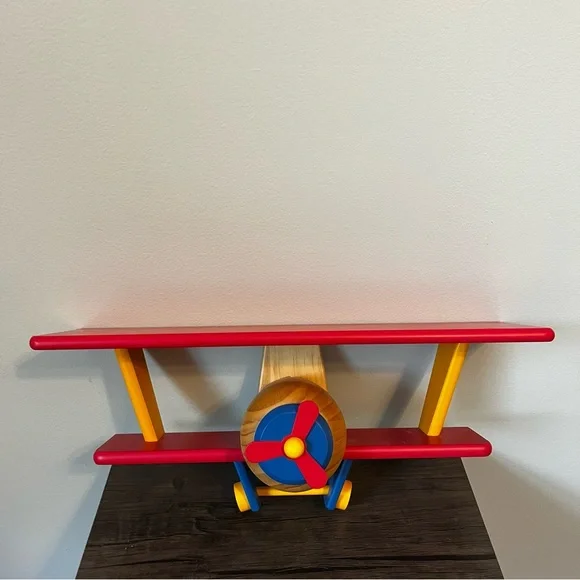 Restore & Restyle Kids Wood Airplane Shelf Primary Colors