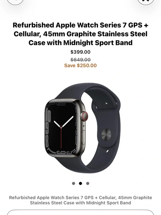 Apple Watch Series 7 GPS + Cellular Graphite Stainless Steel with Black Band